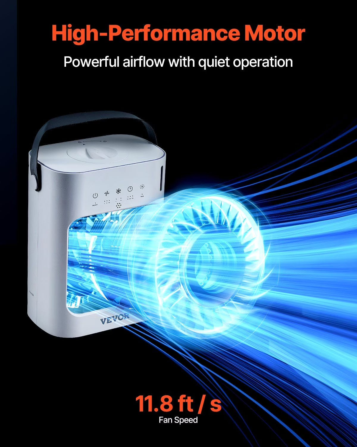Portable 4 in 1 Evaporative Air Cooler 3 Speed Mini Air Conditioner with 07H Smart Timer 700Ml Water Tank 7 Color Light Personal Desk AC Fan for Bedroom Office