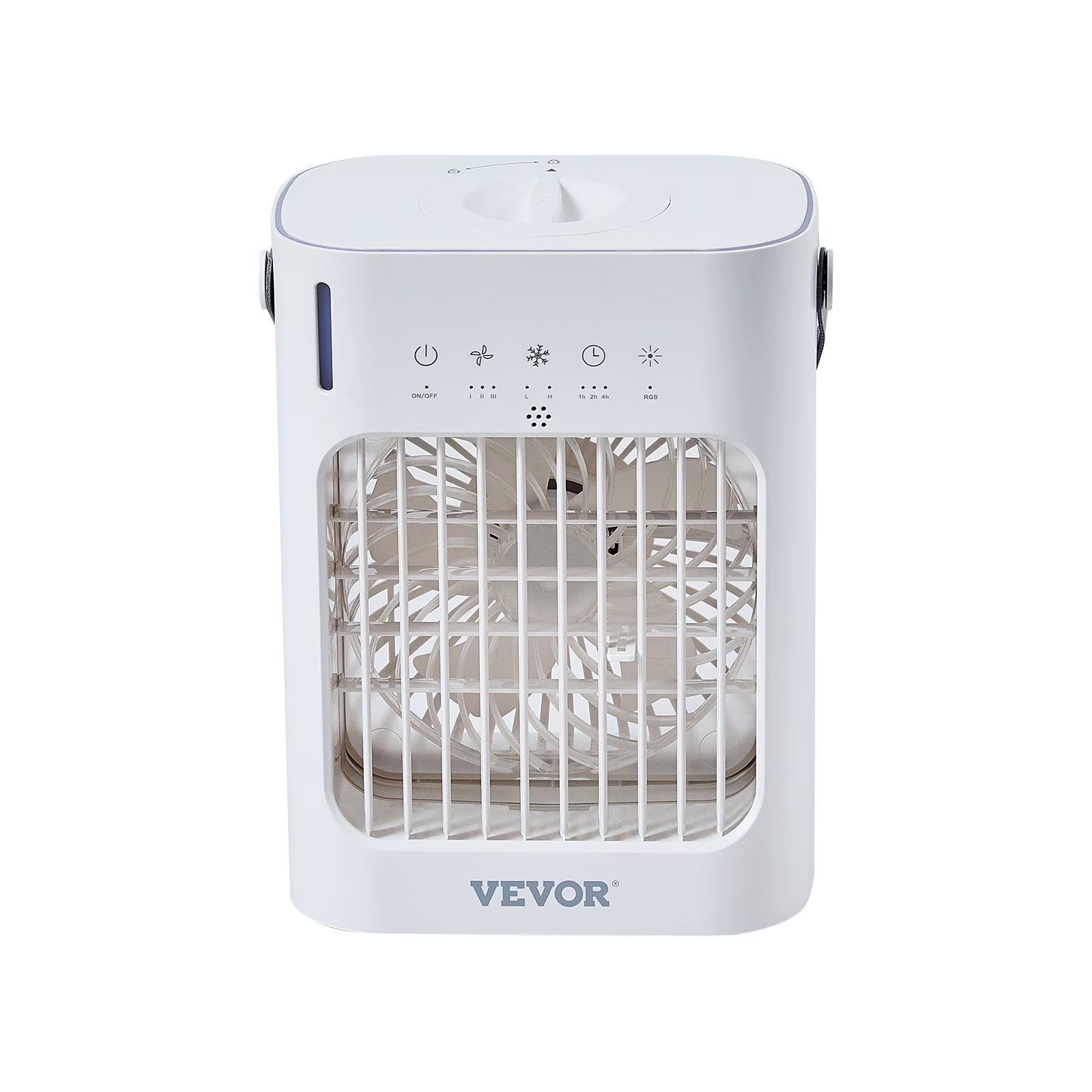 Portable 4 in 1 Evaporative Air Cooler 3 Speed Mini Air Conditioner with 07H Smart Timer 700Ml Water Tank 7 Color Light Personal Desk AC Fan for Bedroom Office