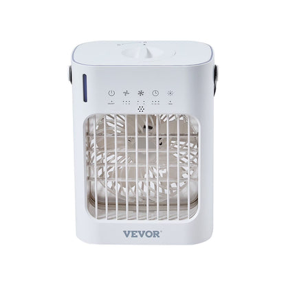 Portable 4 in 1 Evaporative Air Cooler 3 Speed Mini Air Conditioner with 07H Smart Timer 700Ml Water Tank 7 Color Light Personal Desk AC Fan for Bedroom Office