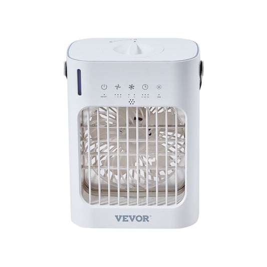 Portable 4 in 1 Evaporative Air Cooler 3 Speed Mini Air Conditioner with 07H Smart Timer 700Ml Water Tank 7 Color Light Personal Desk AC Fan for Bedroom Office