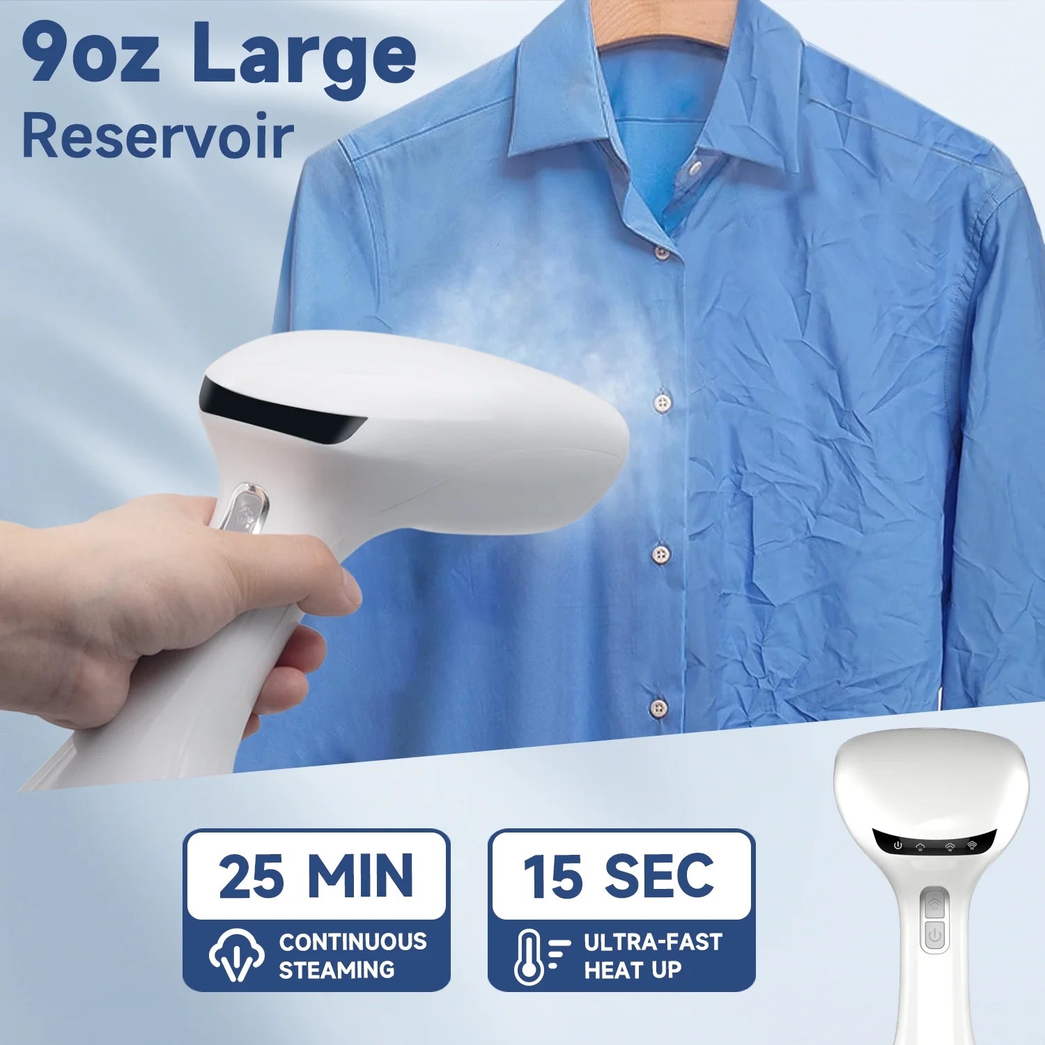 Steamer for Clothes, 1200W Portable Handheld Fabric and Garment Steamer with Lint Remover, Clothes Steamer for Powerful Wrinkle Remover, White