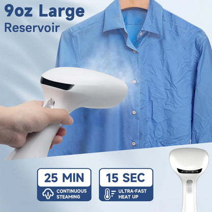 Steamer for Clothes, 1200W Portable Handheld Fabric and Garment Steamer with Lint Remover, Clothes Steamer for Powerful Wrinkle Remover, White