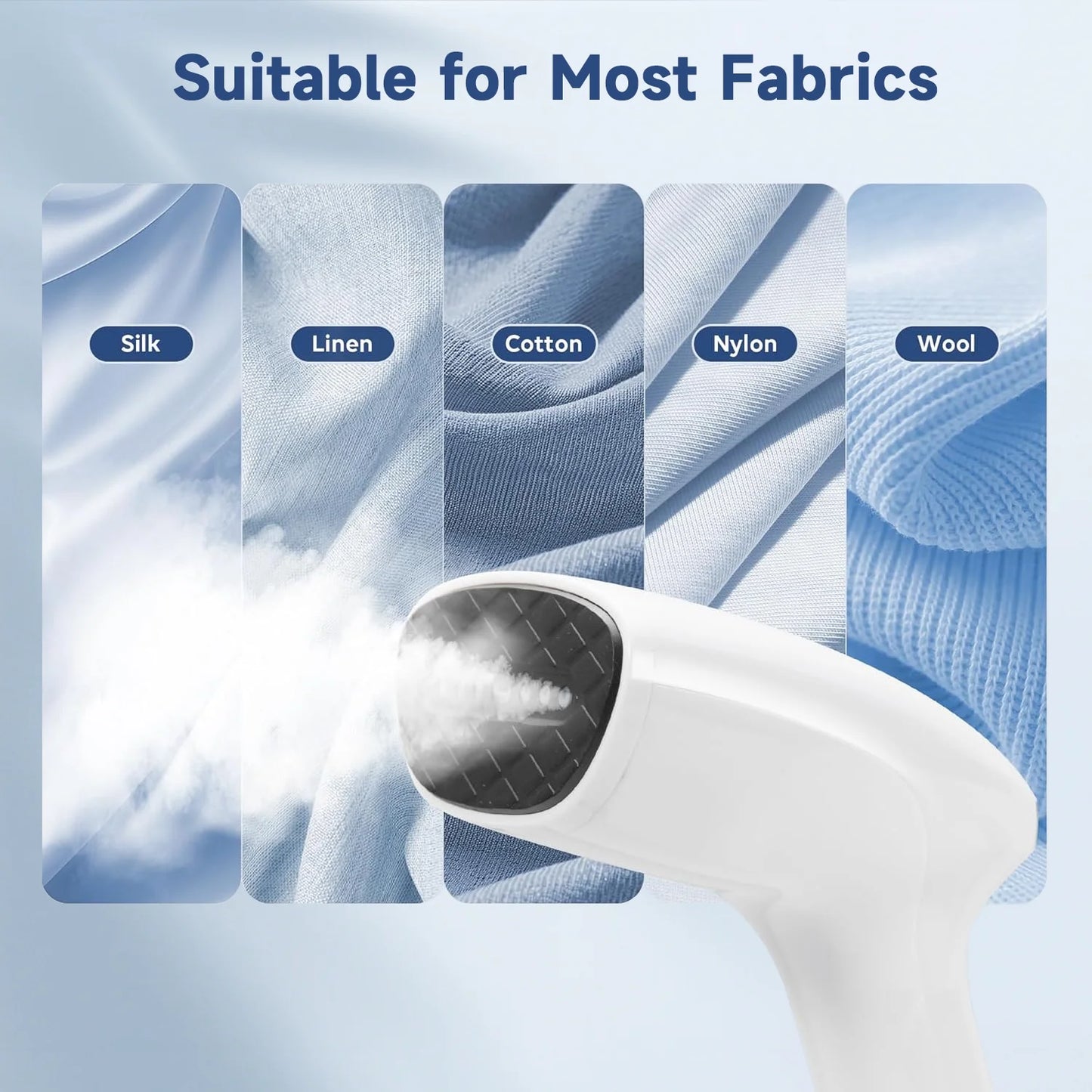 Steamer for Clothes, 1200W Portable Handheld Fabric and Garment Steamer with Lint Remover, Clothes Steamer for Powerful Wrinkle Remover, White