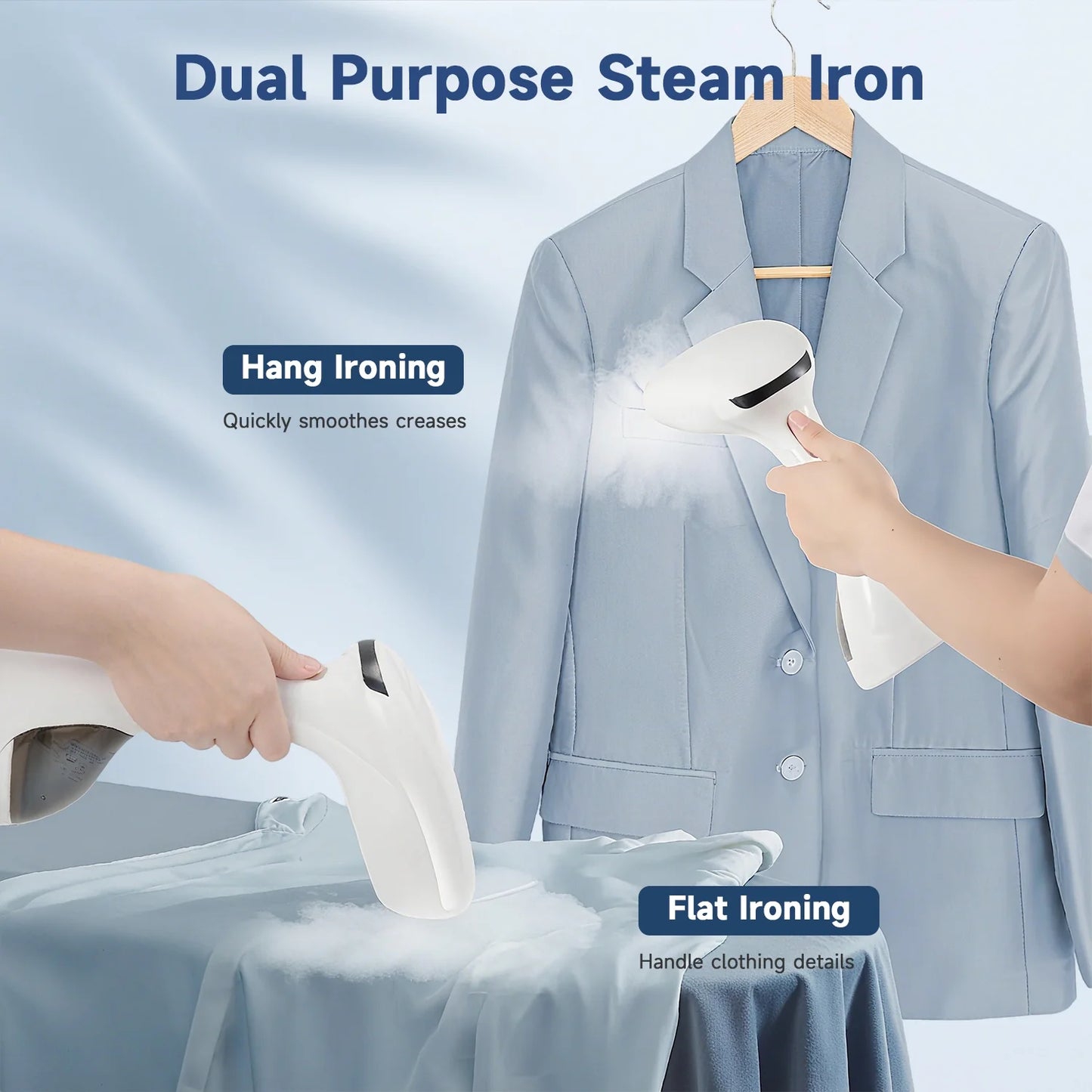 Steamer for Clothes, 1200W Portable Handheld Fabric and Garment Steamer with Lint Remover, Clothes Steamer for Powerful Wrinkle Remover, White