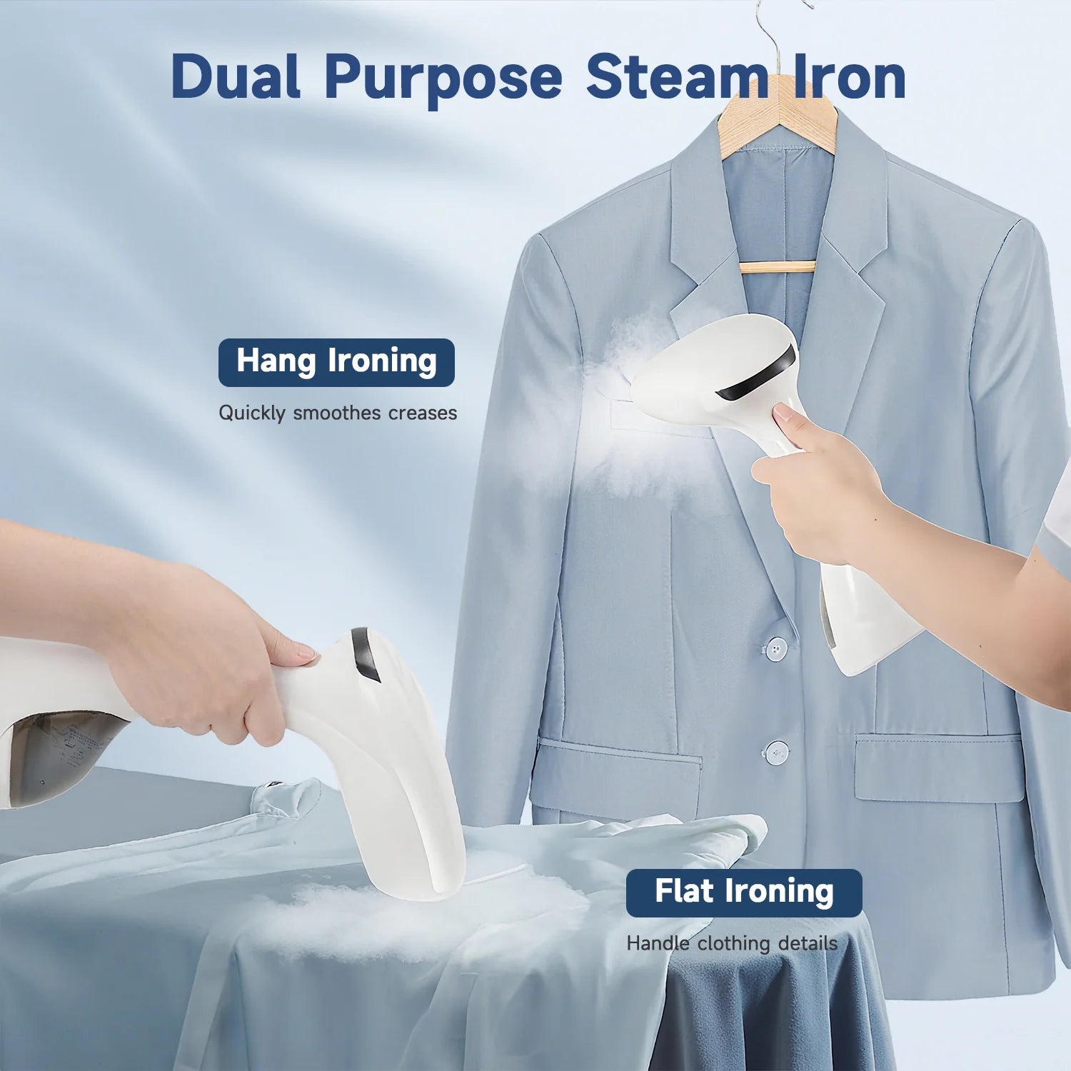 Steamer for Clothes, 1200W Portable Handheld Fabric and Garment Steamer with Lint Remover, Clothes Steamer for Powerful Wrinkle Remover, White