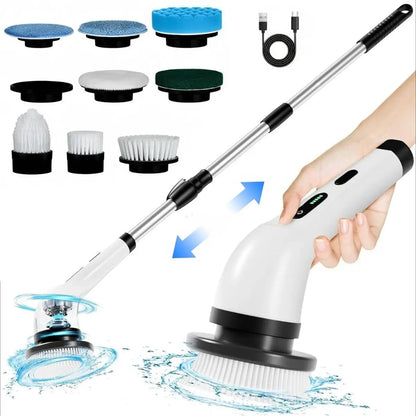 Upgraded Cordless Spin Scrubber – Long Handle Power Cleaner for Effortless Bathroom Cleaning, Tub, Tile & Floor