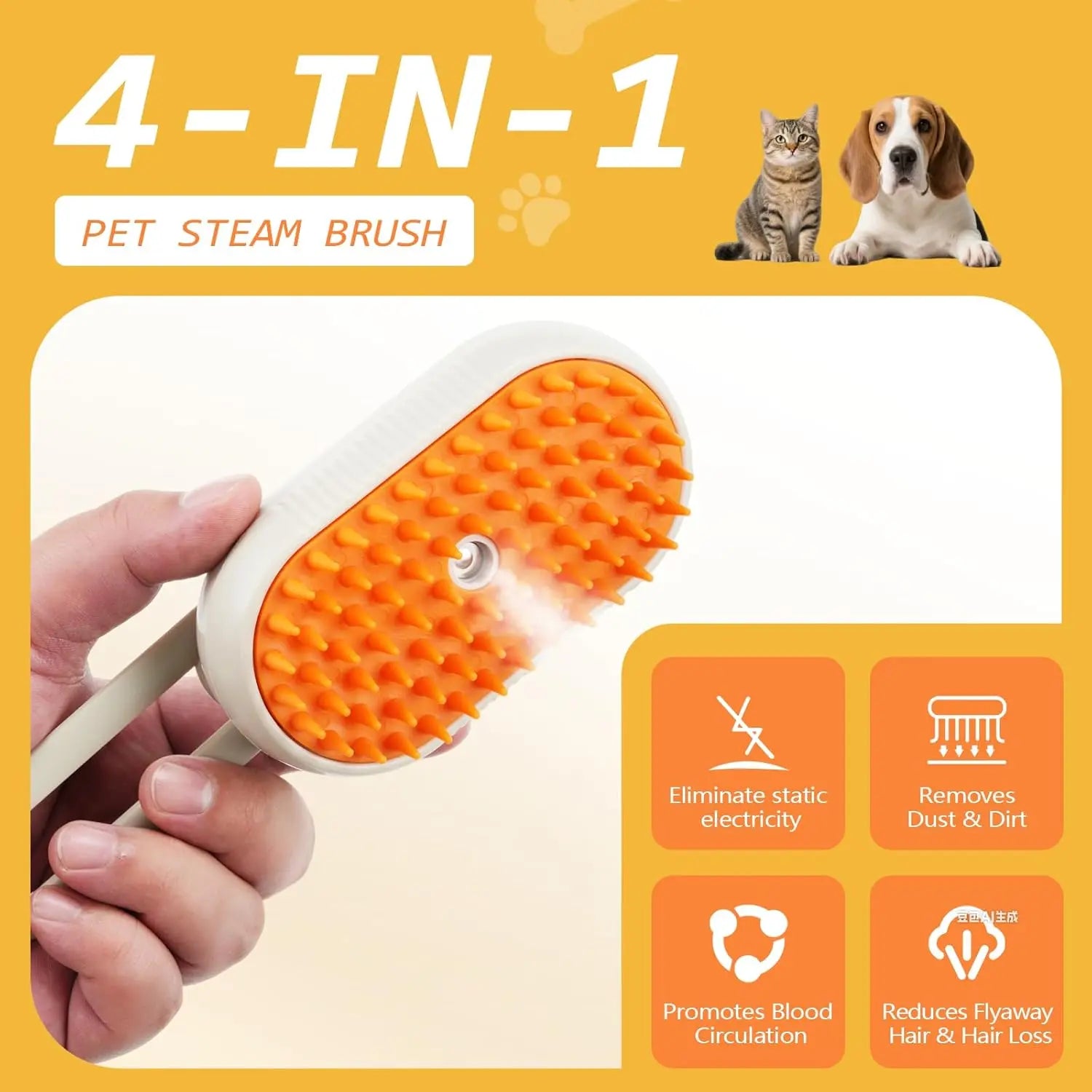 SteamGlow Pet Grooming Brush