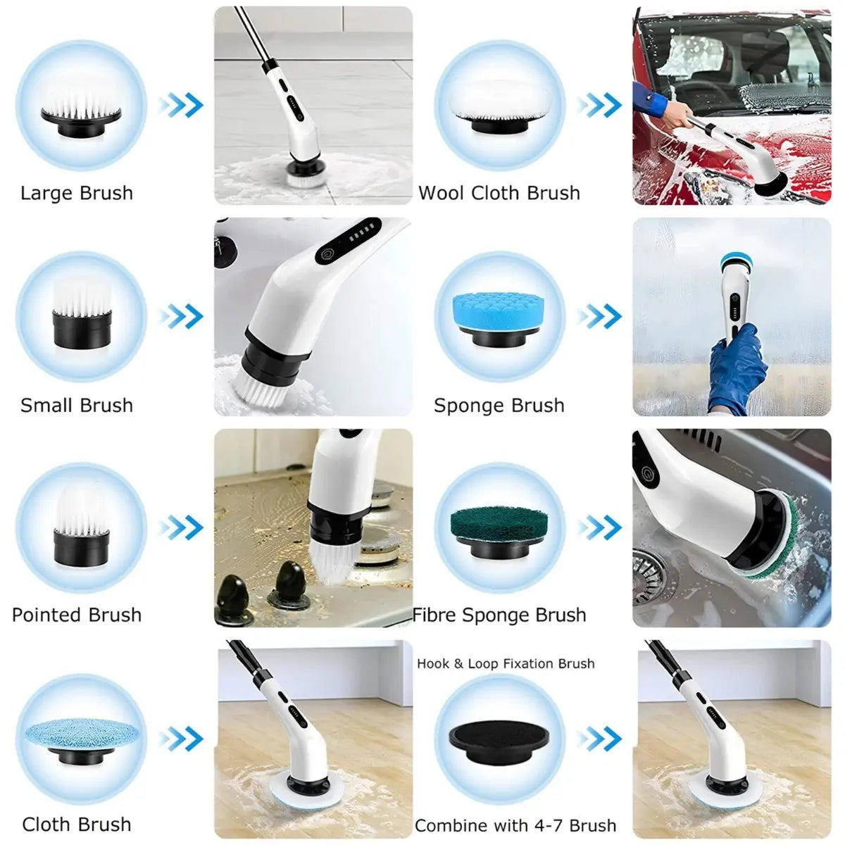 Upgraded Cordless Spin Scrubber – Long Handle Power Cleaner for Effortless Bathroom Cleaning, Tub, Tile & Floor