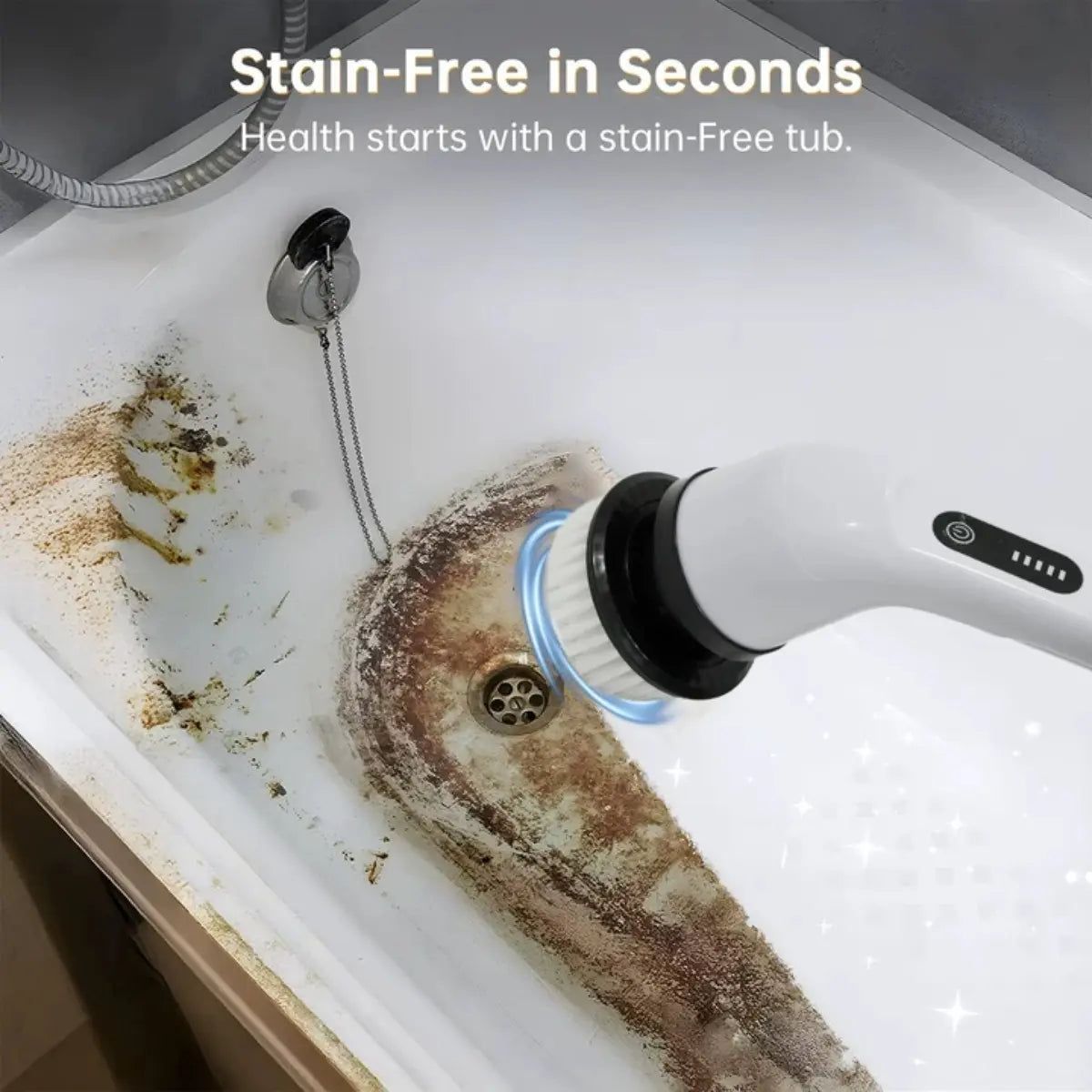 Upgraded Cordless Spin Scrubber – Long Handle Power Cleaner for Effortless Bathroom Cleaning, Tub, Tile & Floor